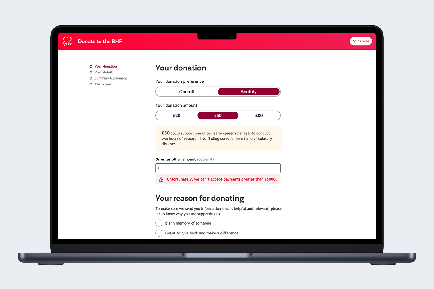 BHF Donate Form